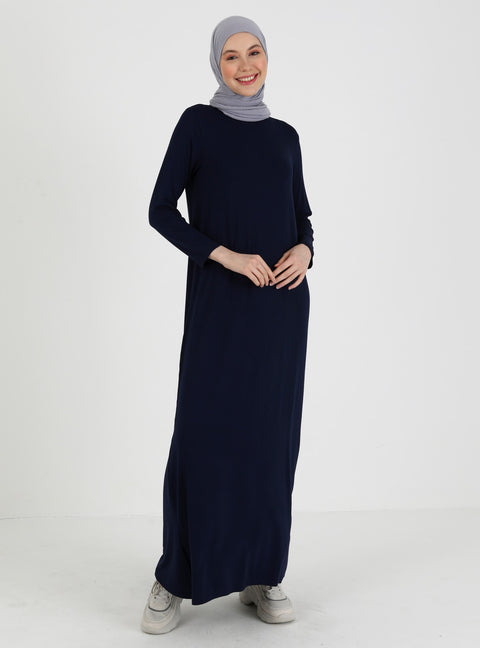 SD Hijab Women's Navy Blue - Crew neck Dress 7853969 (FL193)