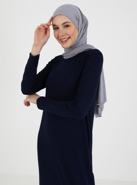 SD Hijab Women's Navy Blue - Crew neck Dress 7853969 (FL193)