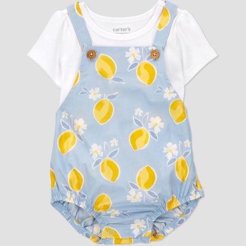 Carter's Baby Girl's White & Blue Lemon Bubble Overalls Set 2 Pieces | Carter's In Lebanon