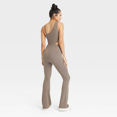 JoyLab Women's Khaki Asymmetrical Flare Jumpsuit | JoyLab In Lebanon