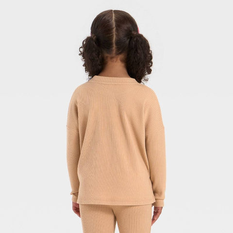 Cat & Jack Girl's Light Sand Brown Cozy Ribbed Blouse | Cat & Jack In Lebanon