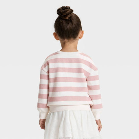Cat & Jack Girl's White & Pink Striped Fleece Pullover Blouse | Cat & Jack In Lebanon
