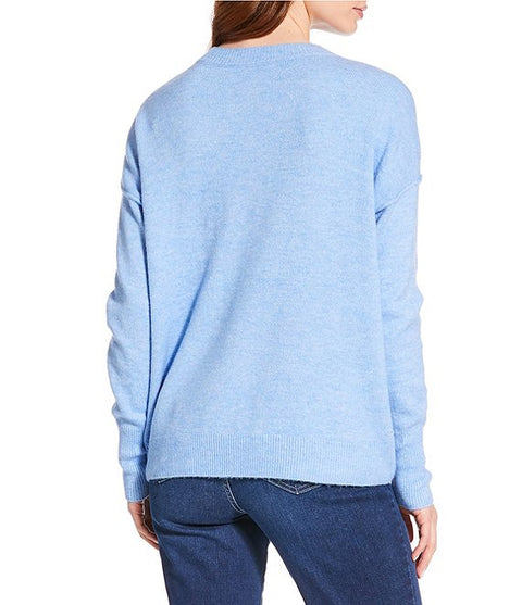 Vince Camuto Women's Baby Blue Cozy Crewneck Long-Sleeve Extend-Shoulder Sweater  |Vince Camuto  in Lebanon