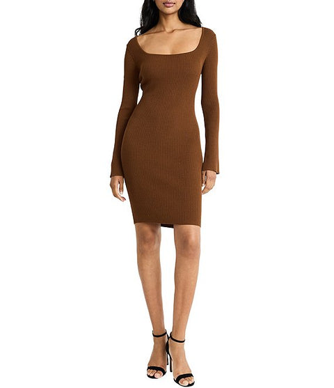 Michael Kors Women's Dark Brown Long Sleeve Midi Dress | Michael Kors In Lebanon