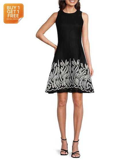 DKNY Women's Black & White Crew Neck Dress |DKNY  In Lebanon
