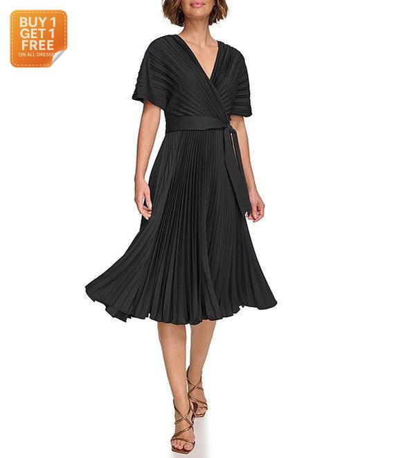 DNKY Women's Black Short sleeved Midi Dress |DNKY in Lebanon