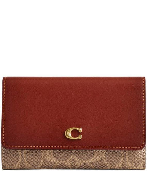 Coach Women's Burgundy/Beige Flap Wallet |Coach in Lebanon