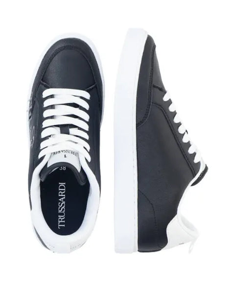 Trussardi Women's Black & White SNK Cleo Sneakers |Trussardi In Lebanon
