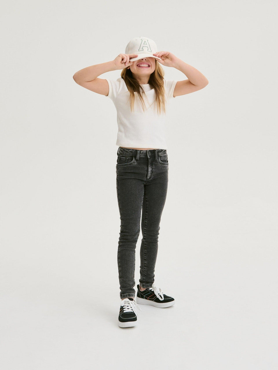 Reserved Girl's Black High Waist Skinny Jeans With A Washed Effect | Reserved In Lebanon