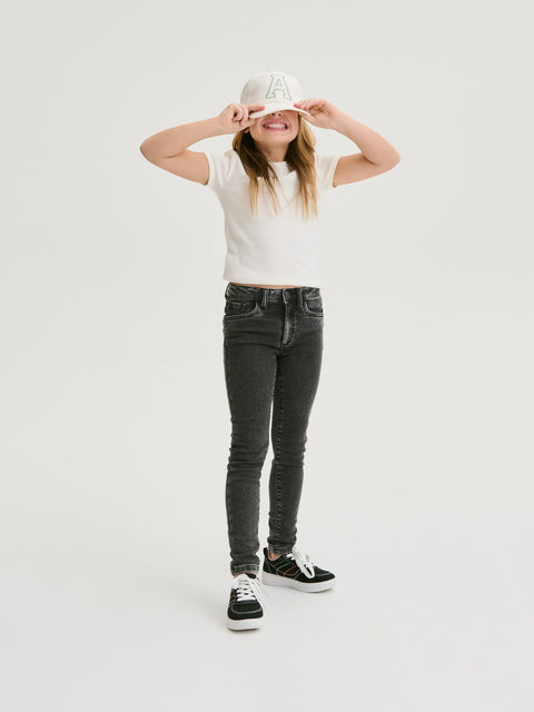 Reserved Girl's Black High Waist Skinny Jeans With A Washed Effect | Reserved In Lebanon