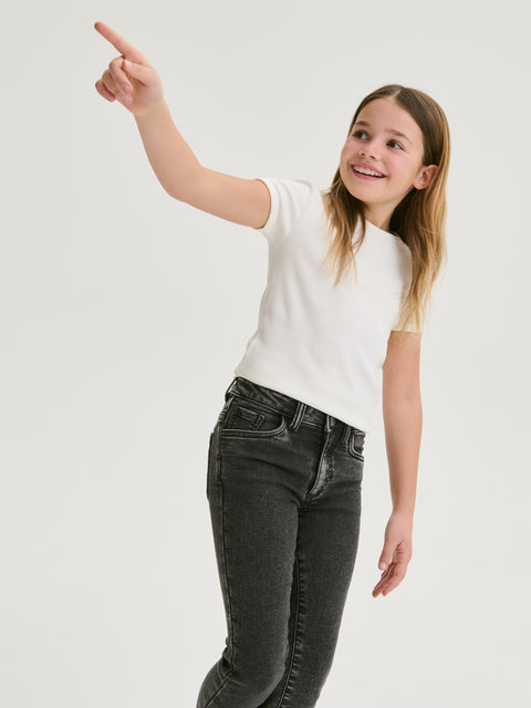 Reserved Girl's Black High Waist Skinny Jeans With A Washed Effect | Reserved In Lebanon