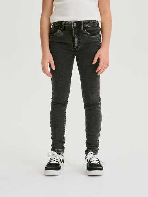 Reserved Girl's Black High Waist Skinny Jeans With A Washed Effect | Reserved In Lebanon