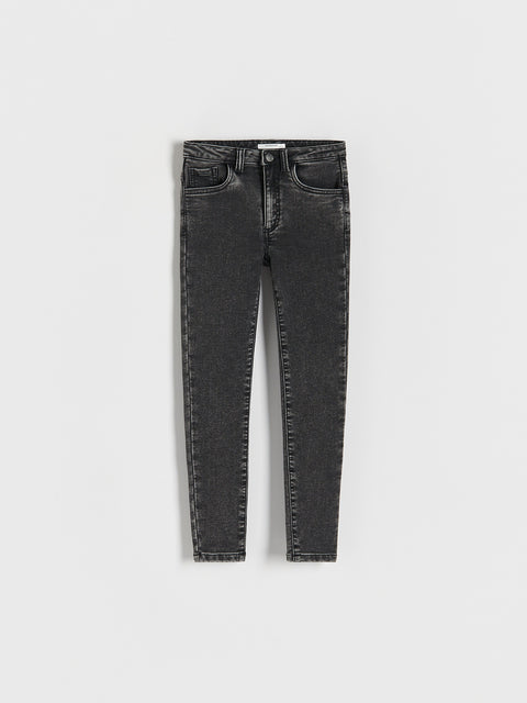 Reserved Girl's Black High Waist Skinny Jeans With A Washed Effect | Reserved In Lebanon