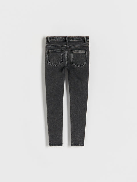 Reserved Girl's Black High Waist Skinny Jeans With A Washed Effect | Reserved In Lebanon