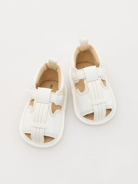 Reserved Baby Boy's White Faux Leather Sandal |Reserved In Lebanon