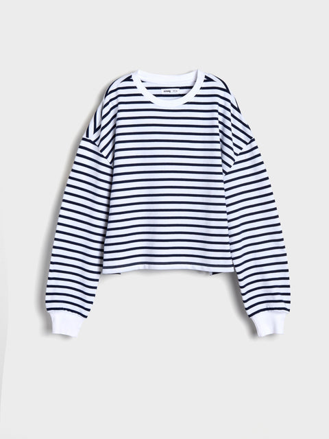 Sinsay Girl's White/Navy Striped Sweatshirt | Sinsay In Lebanon