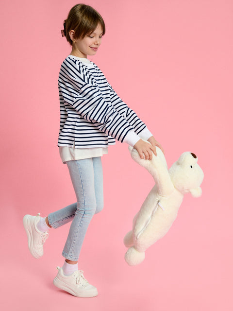 Sinsay Girl's White/Navy Striped Sweatshirt | Sinsay In Lebanon