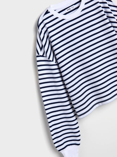 Sinsay Girl's White/Navy Striped Sweatshirt | Sinsay In Lebanon