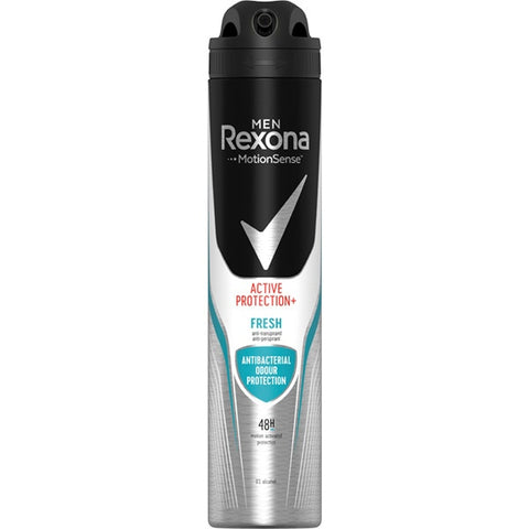 A can of Rexona Men Motion Sense Active Protection Fresh deodorant spray.