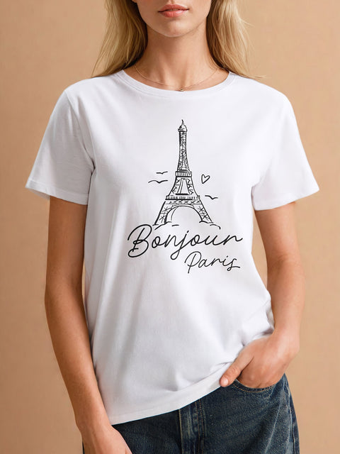 Sinsay Women's White Cotton T-Shirt With A Print | Sinsay In Lebanon