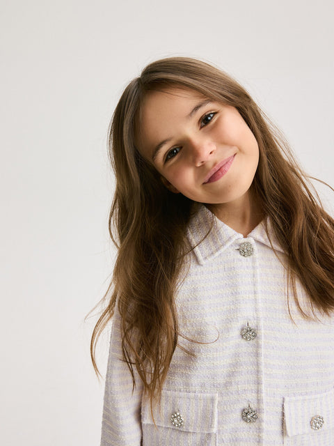 Reserved Girl's Off White Tweed Jacket | Reserved In Lebanon