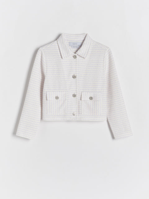 Striped jacket on a light gray background