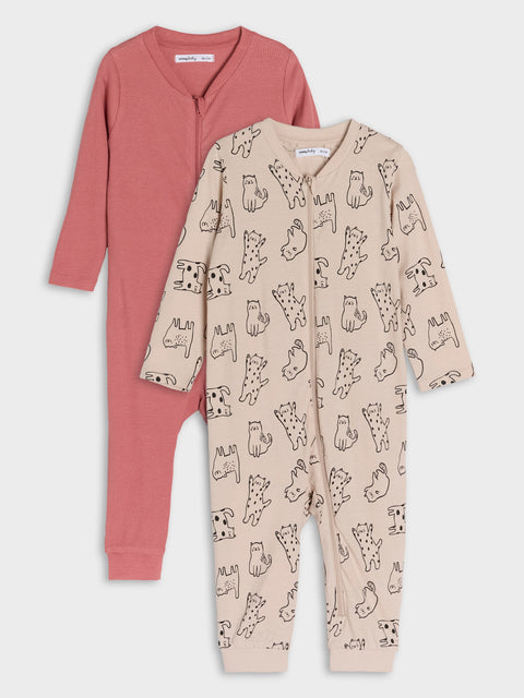 Sinsay Baby Girl's Dusty Rose/Beige Set of 2 Overall | Sinsay in Lebanon