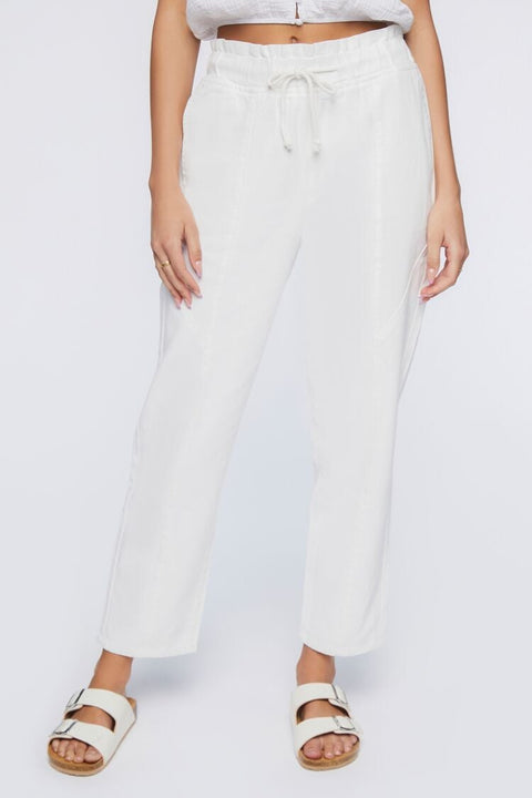 Forever 21 Women's White Denim Drawstring Pant |Forever 21 In Lebanon