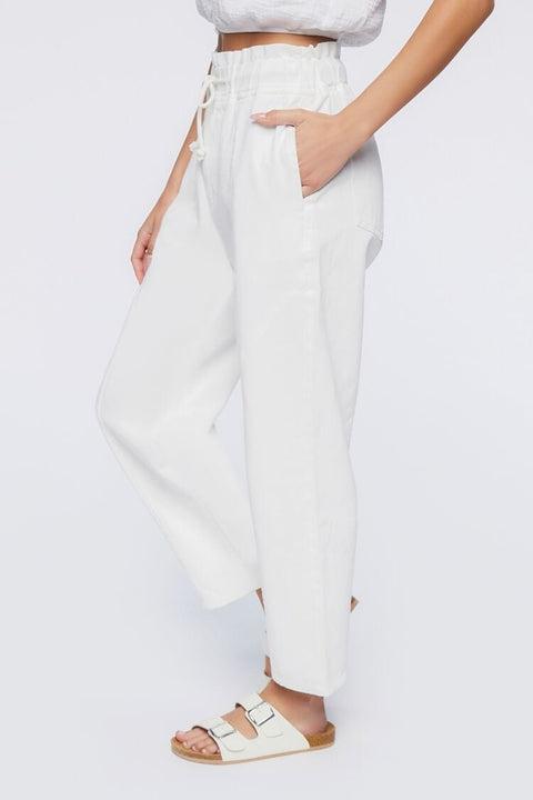 Forever 21 Women's White Denim Drawstring Pant |Forever 21 In Lebanon