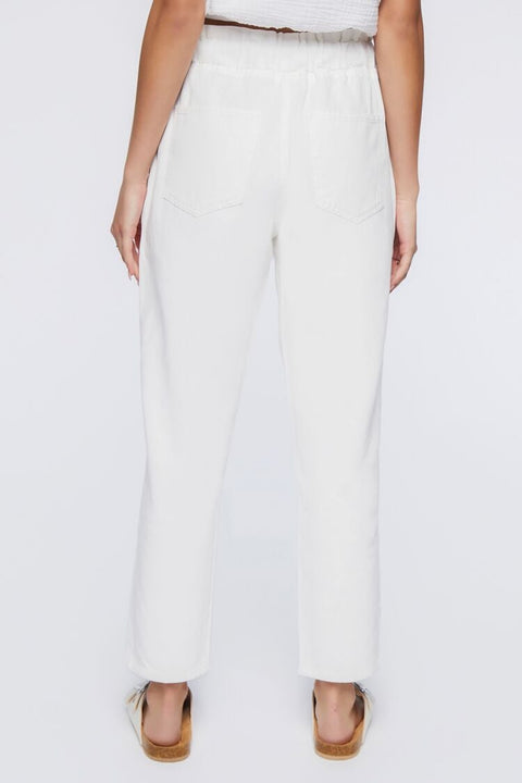 Forever 21 Women's White Denim Drawstring Pant |Forever 21 In Lebanon