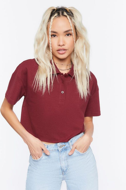 Forever 21 Women's Burgundy Cropped T-shirt |Forever 21 In Lebanon