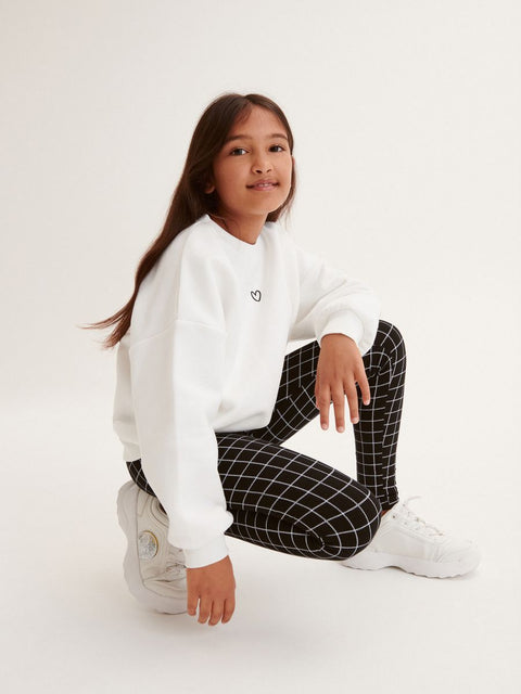 Reserved Girl's Black & White Checkered Leggings | Reserved In Lebanon