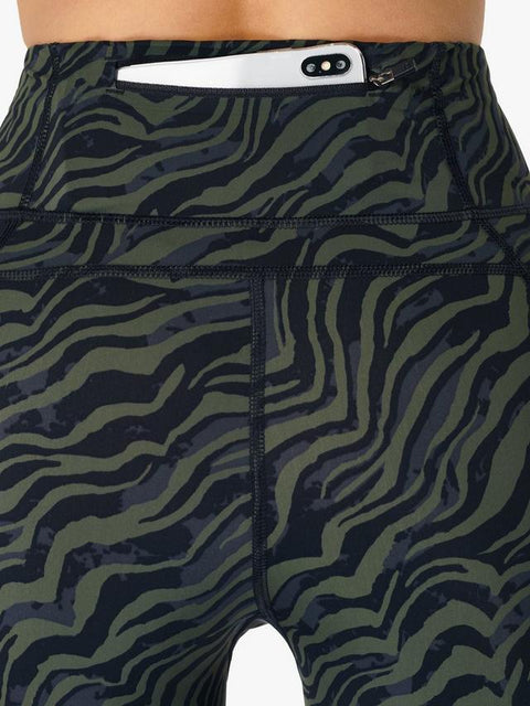Sweaty Betty Women's Dark Green Zebra Zero Gravity High Waisted Running Leggings |Sweaty Betty In Lebanon