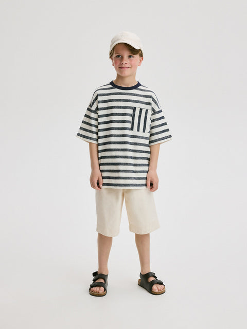 Reserved Boy's White Oversized Striped T-shirt | Reserved In Lebanon