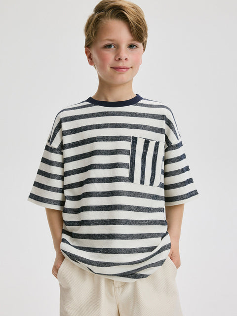 Reserved Boy's White Oversized Striped T-shirt | Reserved In Lebanon