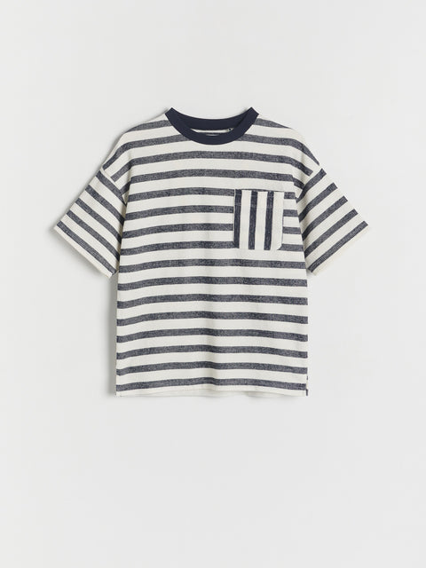Reserved Boy's White Oversized Striped T-shirt | Reserved In Lebanon