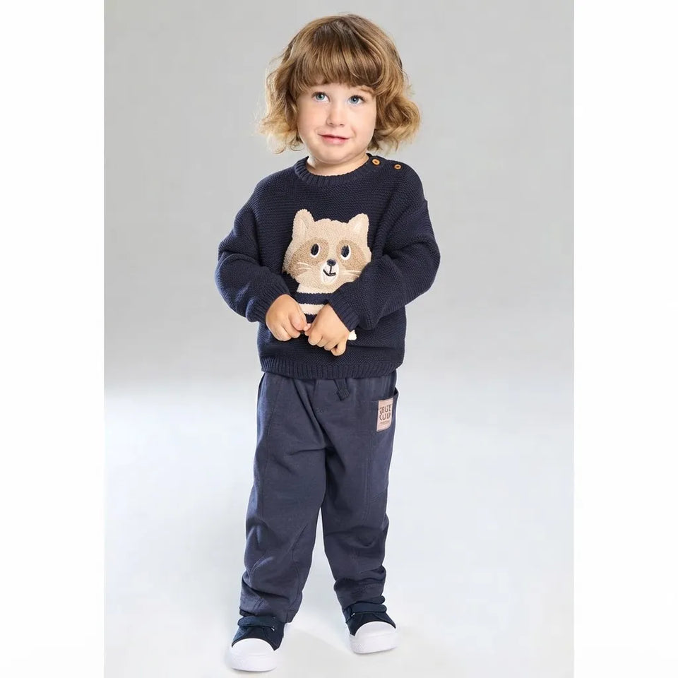 Sinsay Boy's Navy Blue Elasticated Waistband with a Drawstring Pants