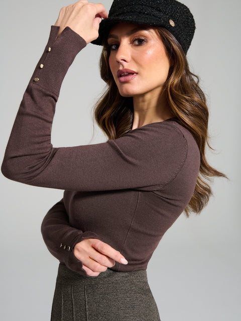 Sinsay Women's Brown Slim Fit Knitted Blouse|Sinsay In Lebanon