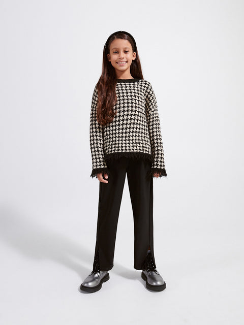 Reserved Girl's Black Elastic Waistband Chain Trousers | Reserved In Lebanon