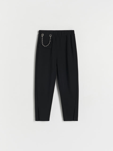 Reserved Girl's Black Elastic Waistband Chain Trousers | Reserved In Lebanon