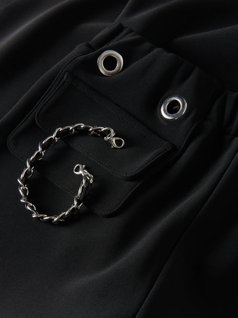 Reserved Girl's Black Elastic Waistband Chain Trousers | Reserved In Lebanon