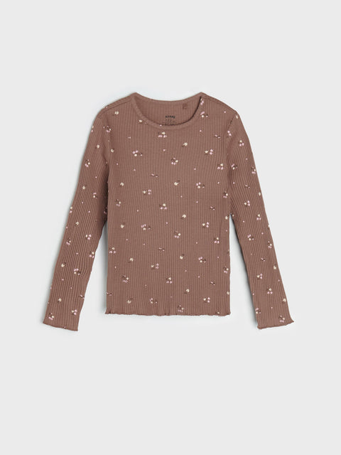 Sinsay Baby Girl's Brown Ribbed Floral Long Sleeve Blouse | Sinsay In Lebanon