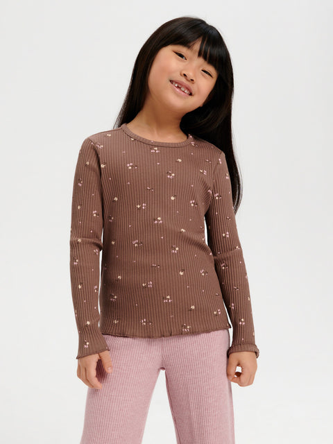 Sinsay Baby Girl's Brown Ribbed Floral Long Sleeve Blouse | Sinsay In Lebanon