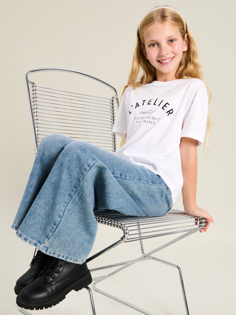 Sinsay Girl's White with Graphic Printed  T-Shirt  | Sinsay in Lebanon