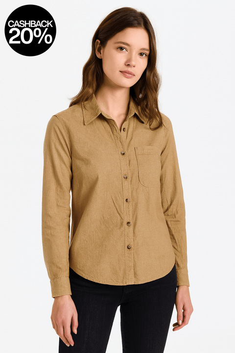 Forever 21 Women's Beige Ribbed Long Sleeve Shirt | Forever 21 In Lebanon