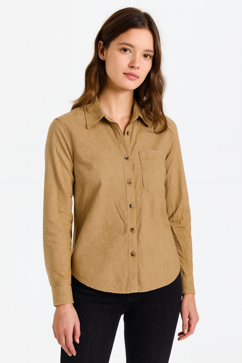 Forever 21 Women's Beige Ribbed Long Sleeve Shirt | Forever 21 In Lebanon