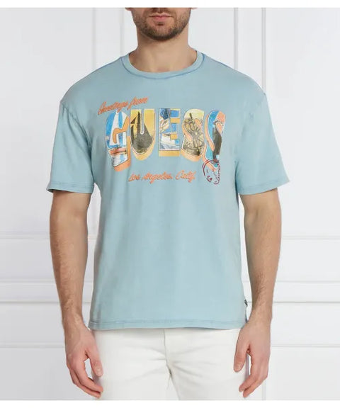 Guess Men's Blue Classic Fit T-Shirt|Guess In Lebanon