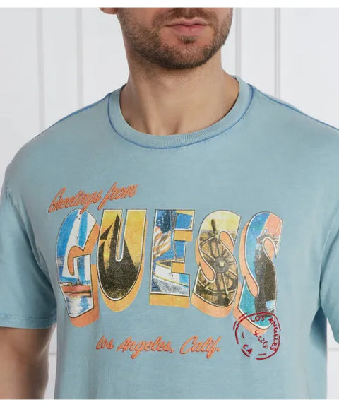 Guess Men's Blue Classic Fit T-Shirt|Guess In Lebanon