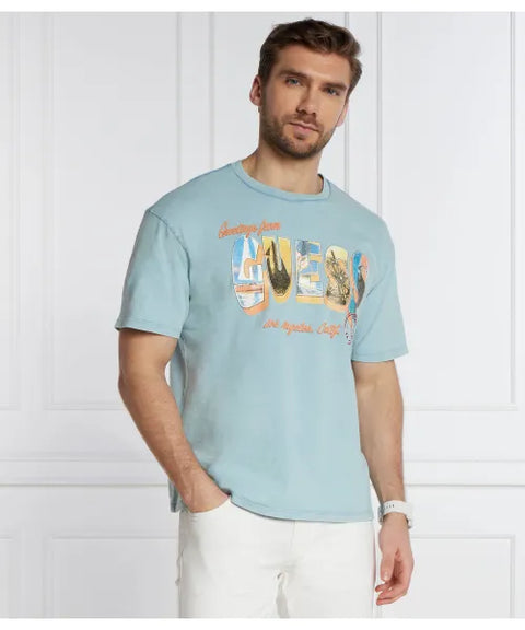 Guess Men's Blue Classic Fit T-Shirt|Guess In Lebanon