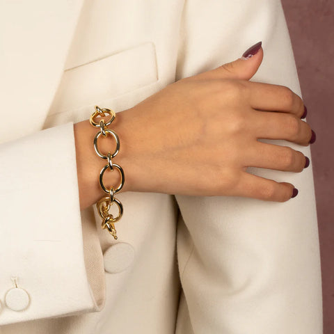 Adina Eden Women's Gold Solid Open Circle Link Bracelet| Adina Eden In Lebanon